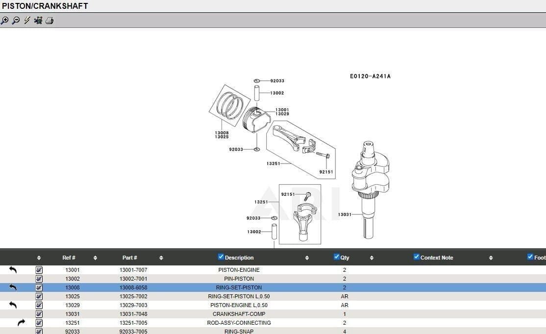 Genuine Kawasaki 13025-7002 Piston Rings OS 0.50 FH601V, FH641V, FH661V, FH680D, - Image 2