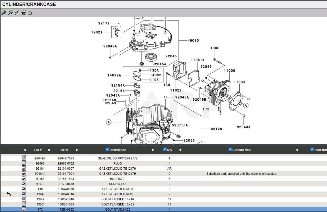Genuine Kawasaki 172BA0822 Double End Exhaust Head Stud Head