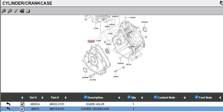 Genuine Kawasaki 49015-6151 Crankcase Cover FE290D 49015-6076 - Image 3