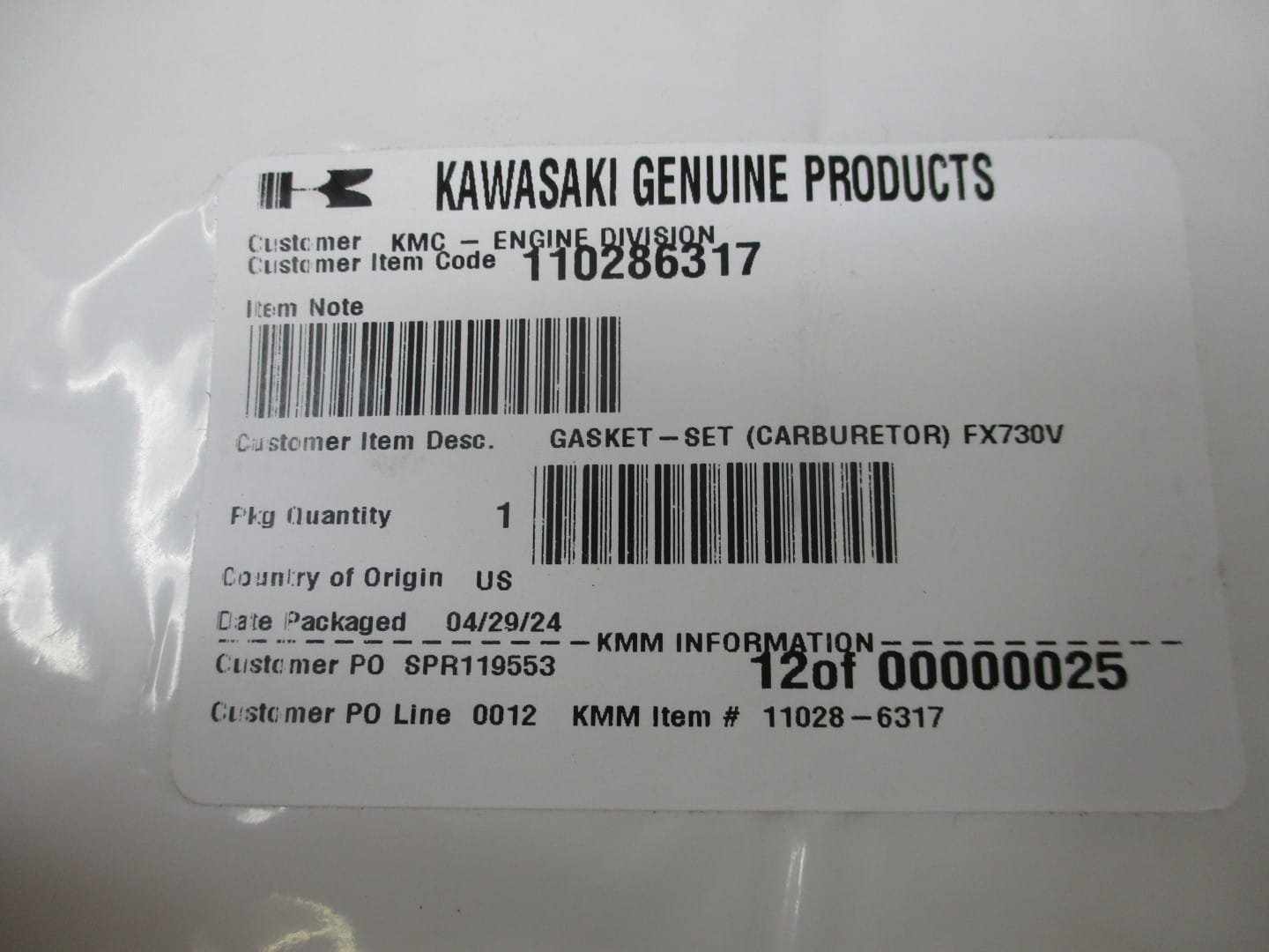 Genuine Kawasaki 11028-6317 15004-7083 Carburetor Rebuild Kit FX651V FX691V FX - Image 4