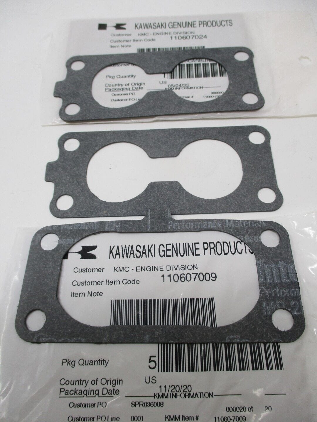 2 Packs Genuine Kawasaki 11060-7024 Carburetor & 1 Air 11060-7009 Gasket FH601V FH641V - Image 3
