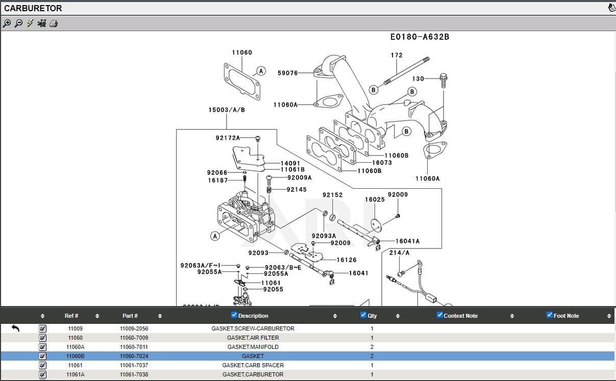 2 Genuine Kawasaki 11060-7024 Carburetor Manifold Gasket FH601V FH641V FH680V - Image 2