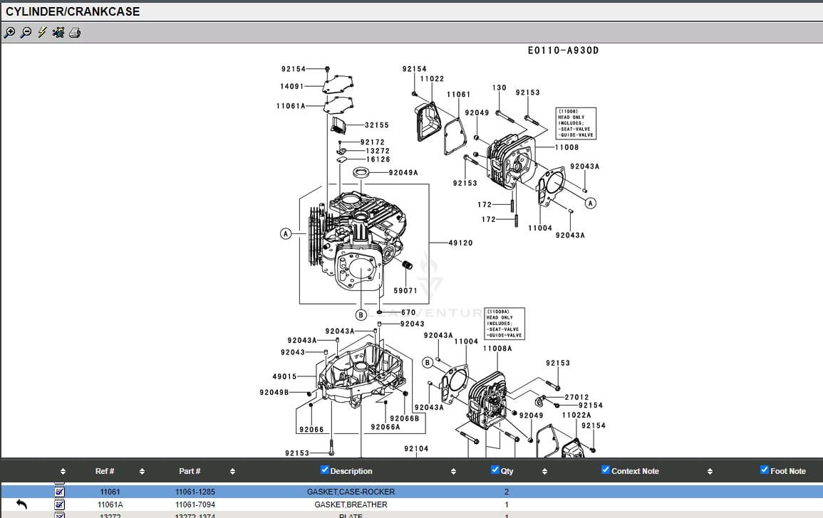 2 Genuine Kawasaki 11061-1285 Rocker Cover Case Gasket FS481V FS600V - Image 5