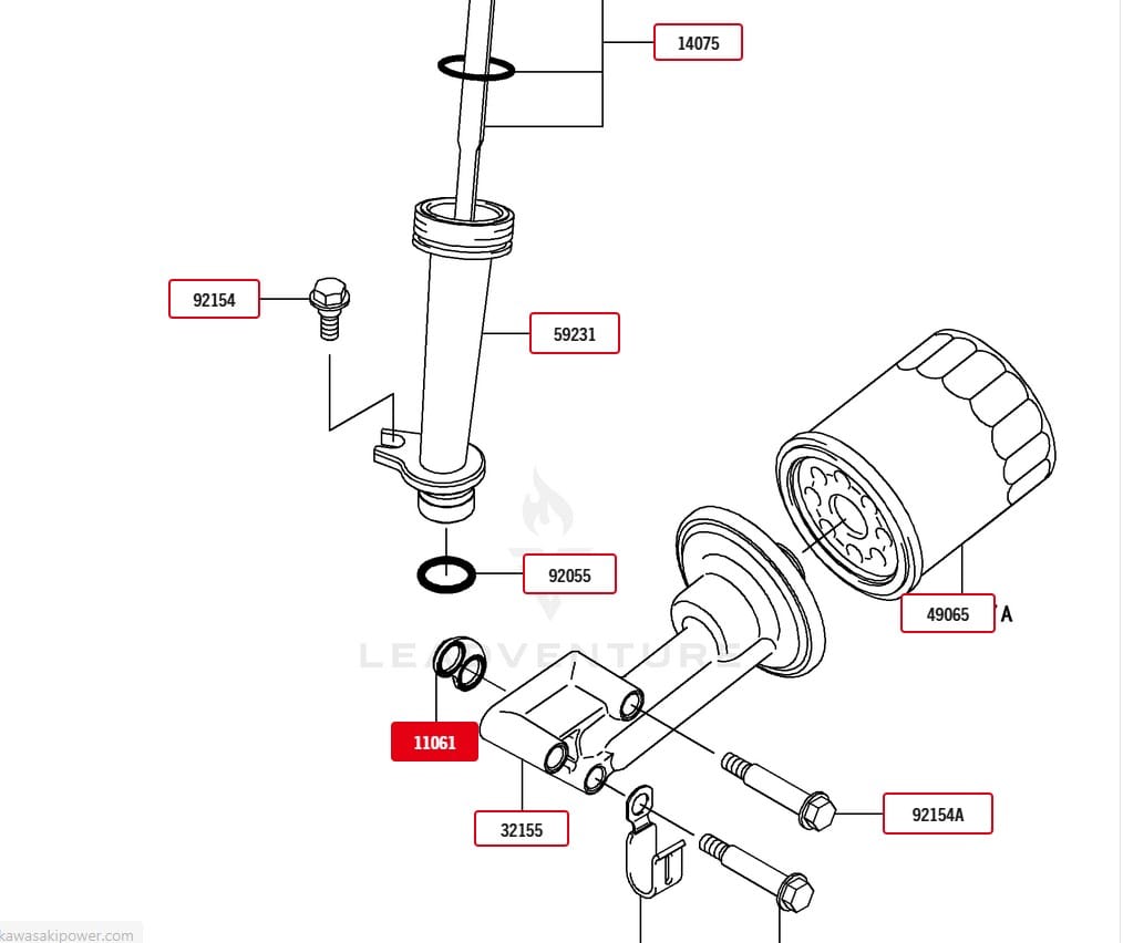 Genuine Kawasaki 11061-2222 Gasket for Oil Filter Tube FJ180V 32155-2012 - Image 3