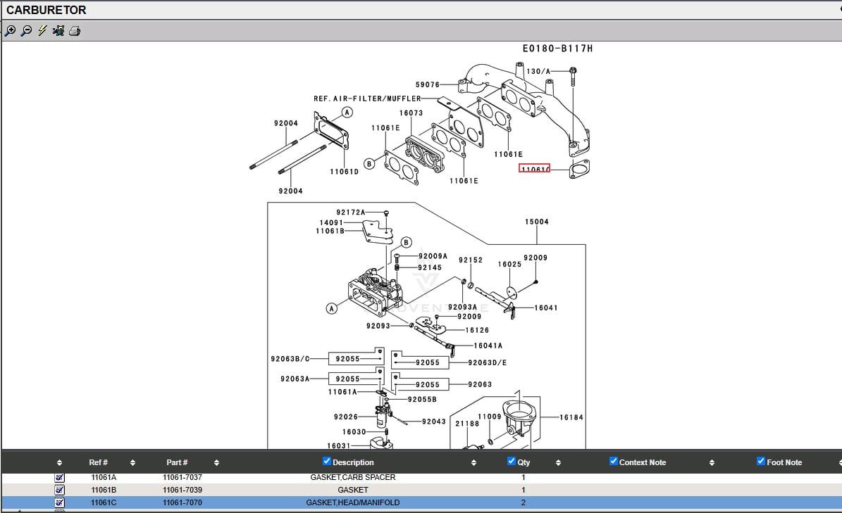 4 Genuine Kawasaki 11061-7070 Manifold Carburetor Gasket FX751V FX801V FX850V - Image 4