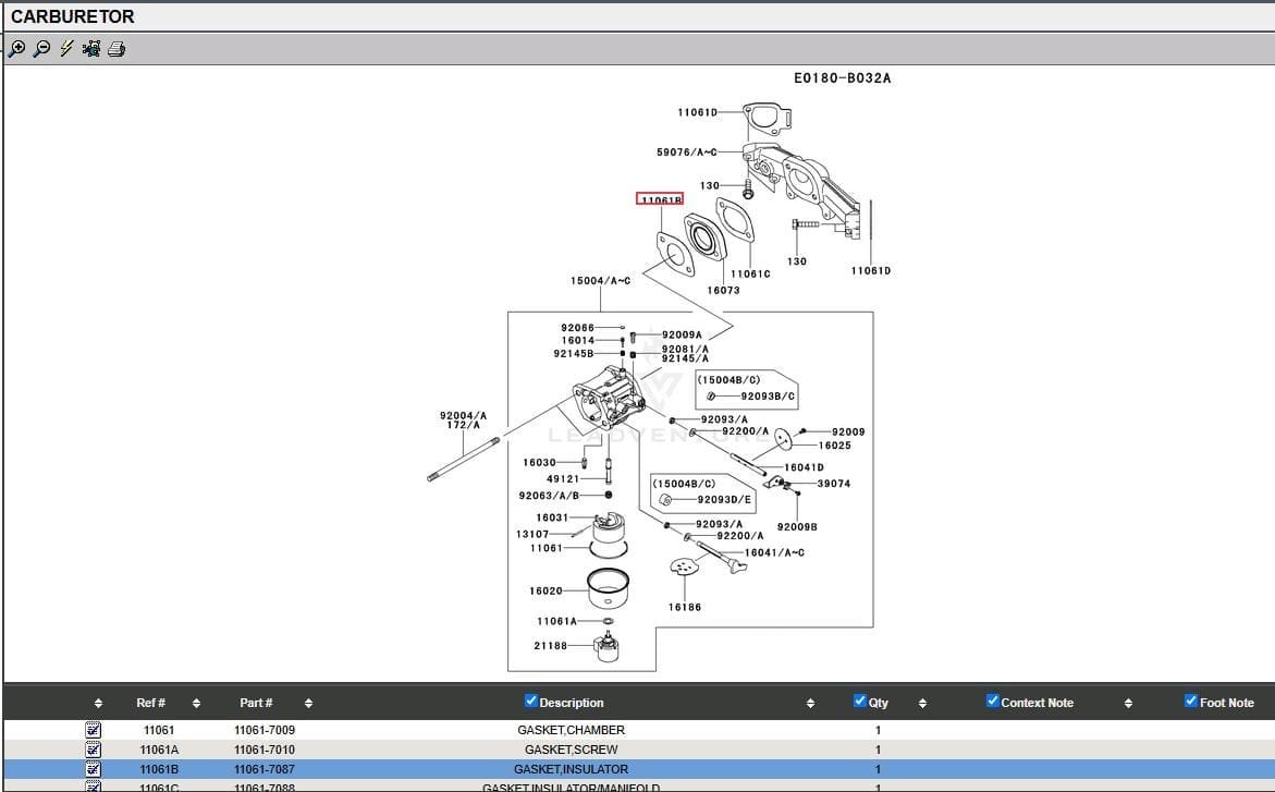Genuine Kawasaki 11061-7087 Insulator Gasket FR651V FR691V FR730V FS691V - Image 4