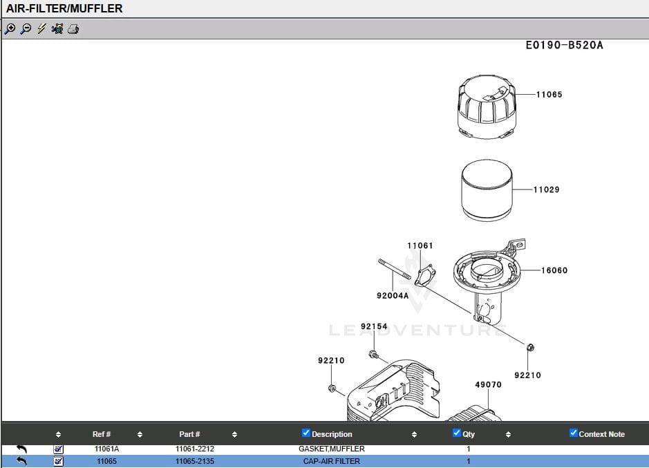 Genuine Kawasaki 11065-2135 11065-7019 Air Filter Cap Cover FJ180V Exmark Toro - Image 5