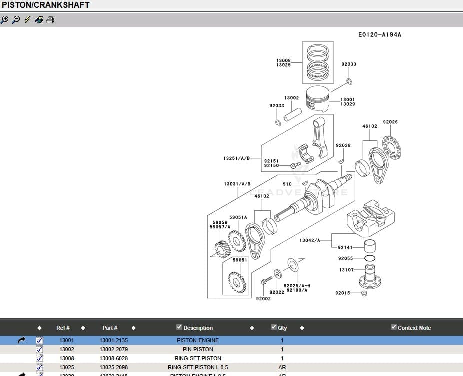 Genuine Kawasaki 13001-2208 Piston & Rings STD 13008-6028 FE350D Standard - Image 5