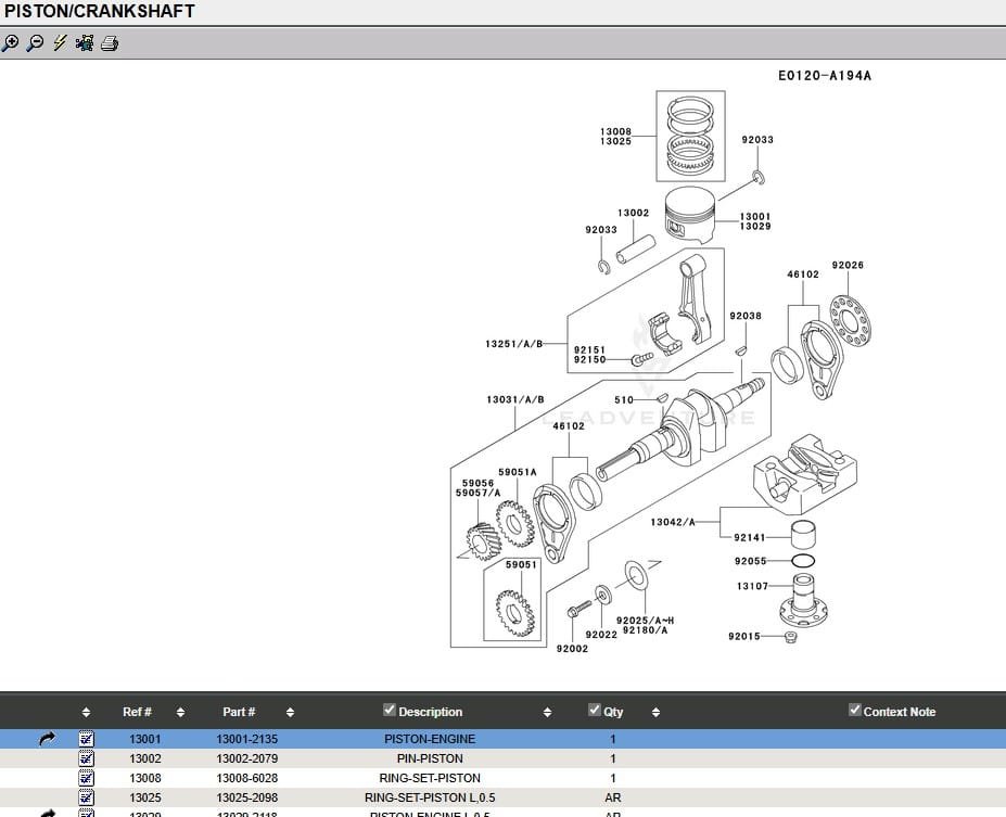 Genuine Kawasaki 13001-2208 Piston STD FE350D Standard 13001-2177 - Image 5