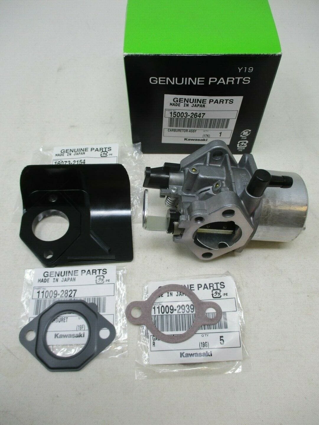 Genuine Kawasaki 15003-2647 Carburetor with 11009-2939, 11009-2827 Gasket & 16073-2154 Insulator Gasket for Club Car