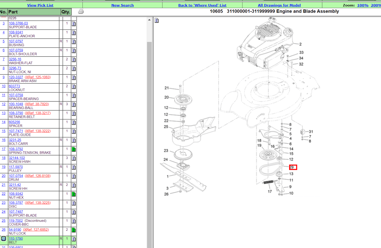 For Toro 110-1790 22" Super Recycler Blade Brake Clutch V-Belt Pix P-1101790 - Image 4