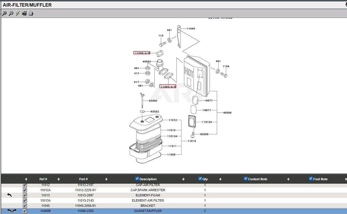 4 Genuine Kawasaki 11061-7061 Muffler Gaskets FX921V FXT00V - Image 4