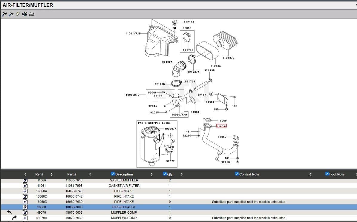 Genuine Kawasaki 18088-1688, 18088-7009 Exhaust Pipe FS481V, FS541V, FS600V - Image 3