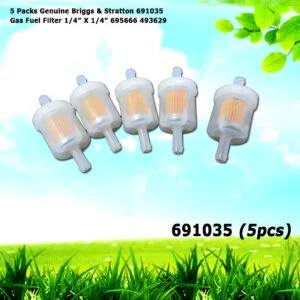 5 Genuine Briggs & Stratton 691035 Gas Fuel Filter 1/4" X 1/4" 695666 493629
