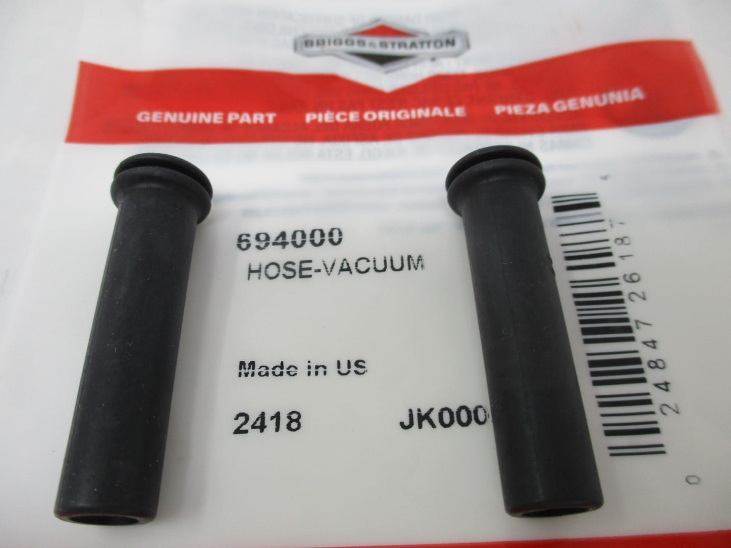 2 Genuine Briggs & Stratton 694000 Vacuum Hoses 20 - 27HP 281730 691040 - Image 3