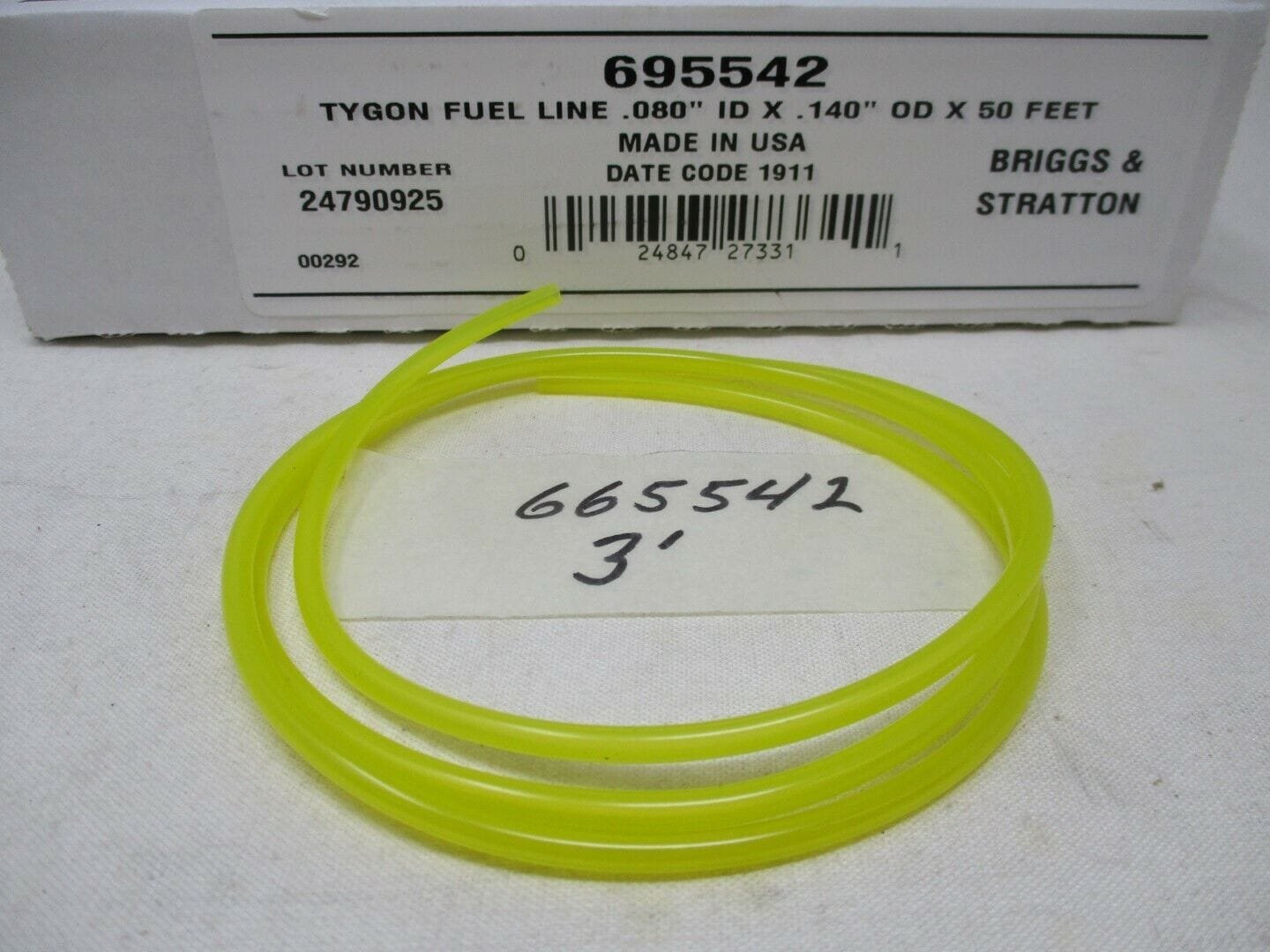 Genuine Briggs & Stratton 695542 3' Tygon Fuel Gas Line .080” ID .140” OD - Image 2