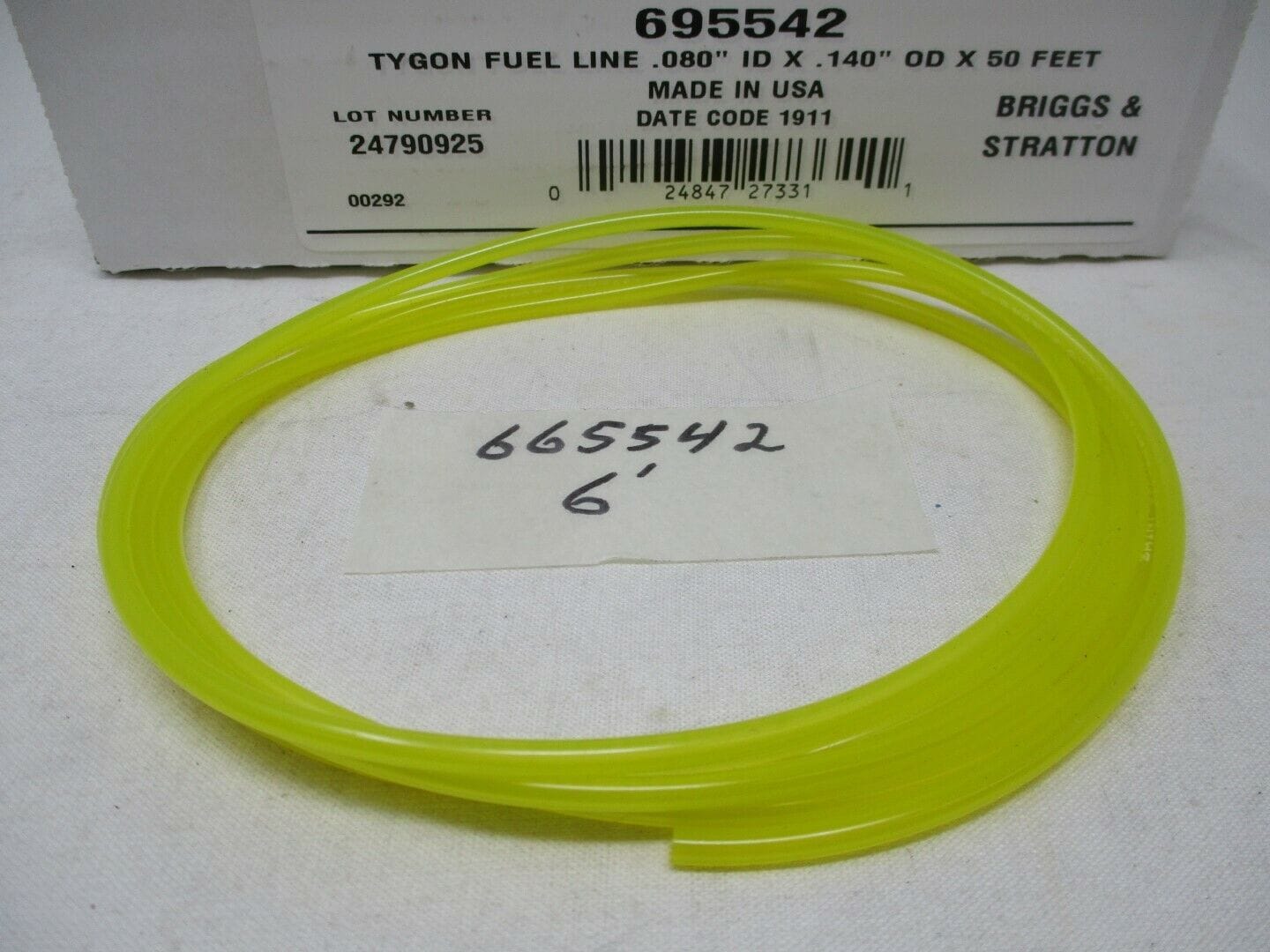 Genuine Briggs & Stratton 695542 6' Tygon Fuel Gas Line .080” ID .140” OD - Image 2