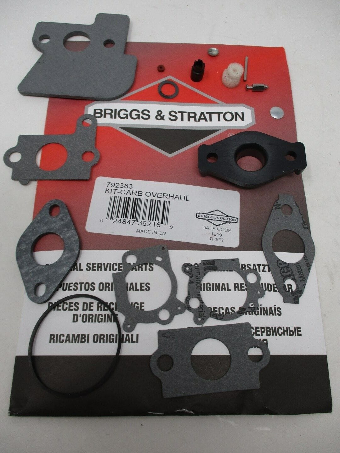 Genuine Briggs & Stratton 792383 Carburetor Overhaul Kit 499685, 692703, 792385
