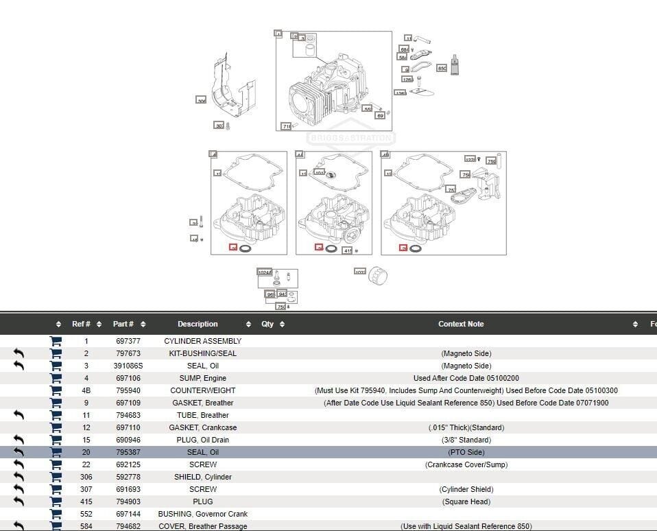 Genuine Briggs & Stratton 795387 PTO Crankshaft Oil Seal 791892 690947 499145 - Image 5