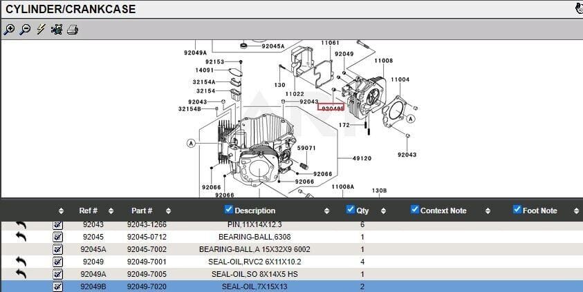 Genuine Kawasaki 1 pc 92049-7020 & 2 pc 92049-7001 Oil 92049-0862 Seals FX921V - Image 4