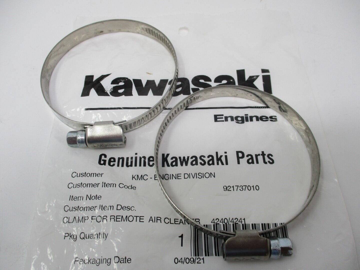 2 Pcs Genuine Kawasaki 92173-7010 Air Filter Hose Clamp Canister Rain Cap FH721D FH721V - Image 4