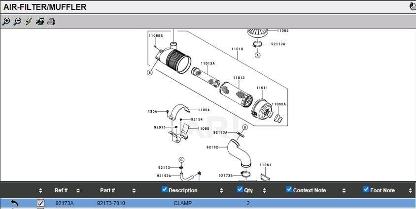 2 Pcs Genuine Kawasaki 92173-7010 Air Filter Hose Clamp Canister Rain Cap FH721D FH721V - Image 5