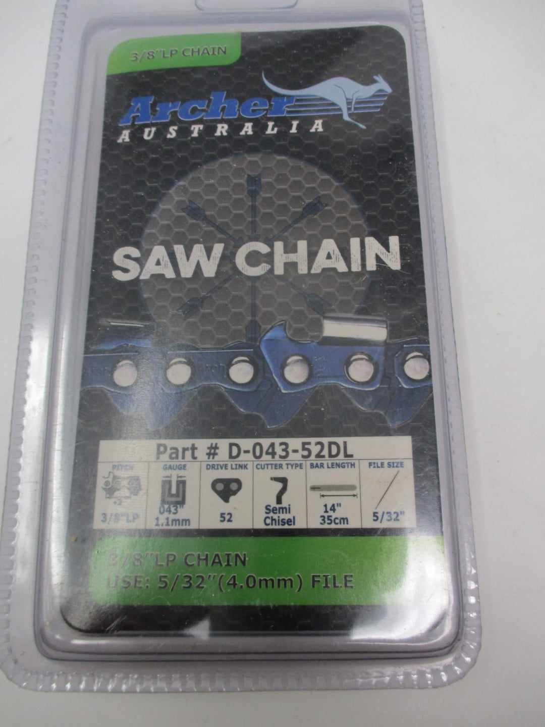 Archer D-043-52DL Chainsaw Chain 14” Pole Saw 3/8” Low Profile .043" Gauge 52 Drive Links