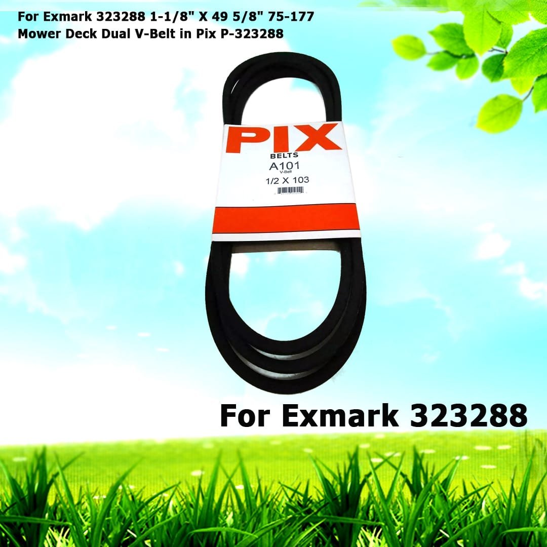 For Exmark 323288 1-1/8" X 49 5/8" 75-177 Mower Deck Dual V-Belt in a Pix P-323288