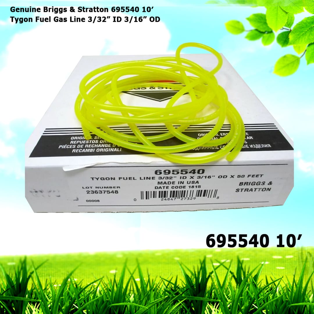 Genuine Briggs & Stratton 695540 10' Tygon Fuel Gas Line 3/32” ID 3/16” OD