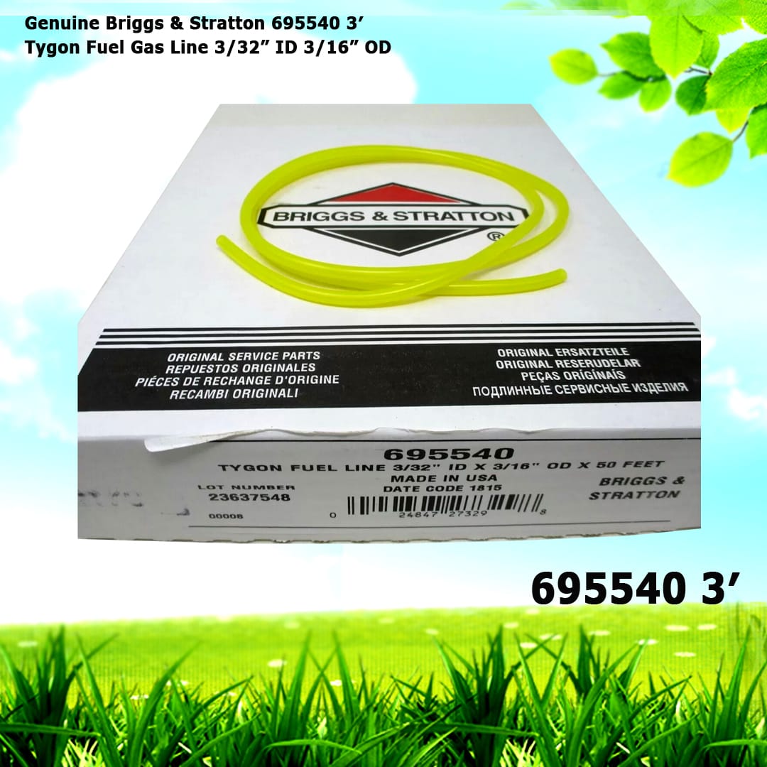 Genuine Briggs & Stratton 695540 3' Tygon Fuel Gas Line 3/32” ID 3/16” OD