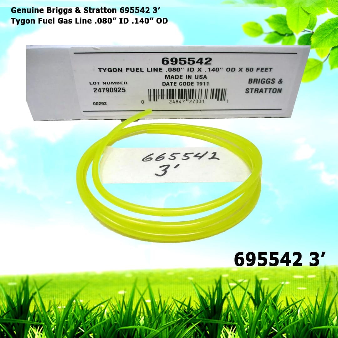 Genuine Briggs & Stratton 695542 3' Tygon Fuel Gas Line .080” ID .140” OD