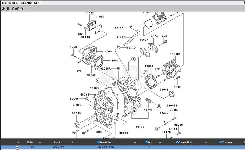 Genuine Kawasaki 11004-2136 Metal Head Gasket FD501D Engine - Image 4
