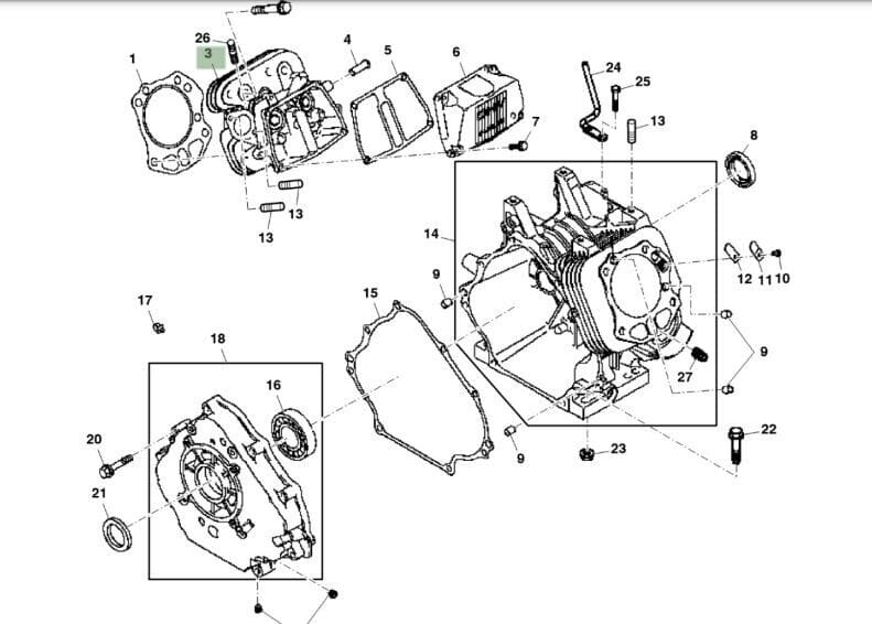 Genuine Kawasaki 11004-7017 Head & Rocker 11061-7041 Gasket for a Mule KAF400 - Image 4