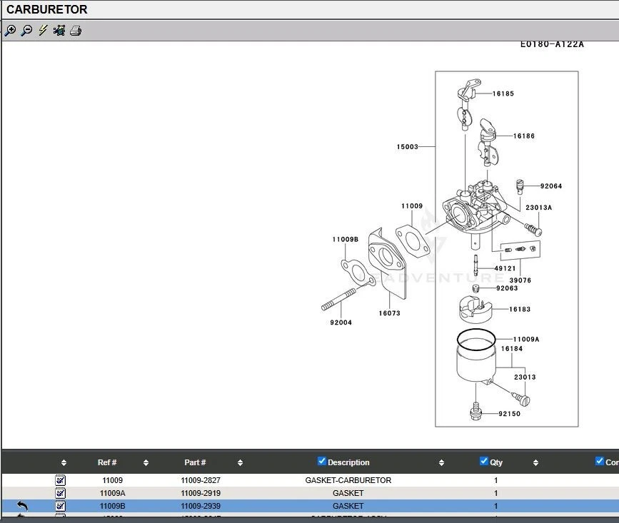 2 Genuine Kawasaki 11009-2827 & 11009-2939 Carburetor Gasket for FE290D FE350D - Image 4