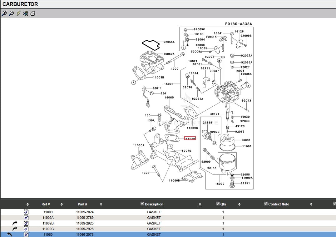 5 Genuine Kawasaki 11060-2076 Manifold Intake Gasket FD501D FD590V 11009-2551 - Image 4