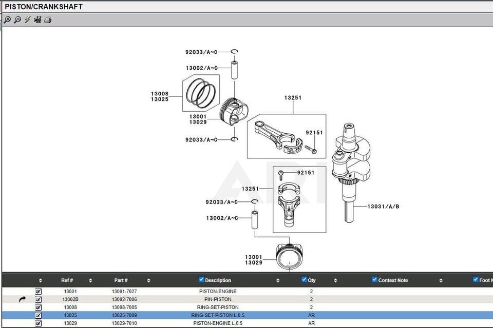 Genuine Kawasaki 13025-7009 Piston Rings 0.50 OS Oversize FR651V FR691V FR730V - Image 4