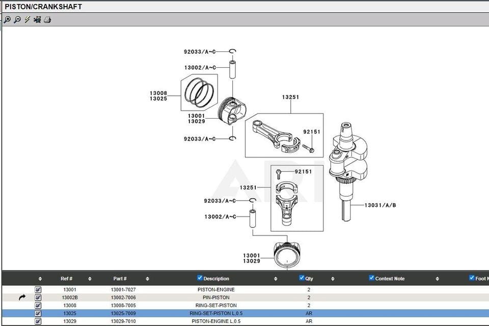 Genuine Kawasaki 13025-7009 Piston Rings 0.50 OS Oversize FR651V FR691V FR730V - Image 4