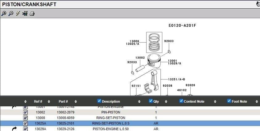Genuine Kawasaki Piston 13029-2136, FE400D Oversize 0.50 - Image 3
