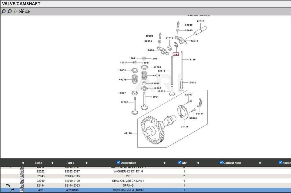 2 Genuine Kawasaki 482J0100 Rocker Pin Circle E Clip 10mm FE290D FE350D - Image 3