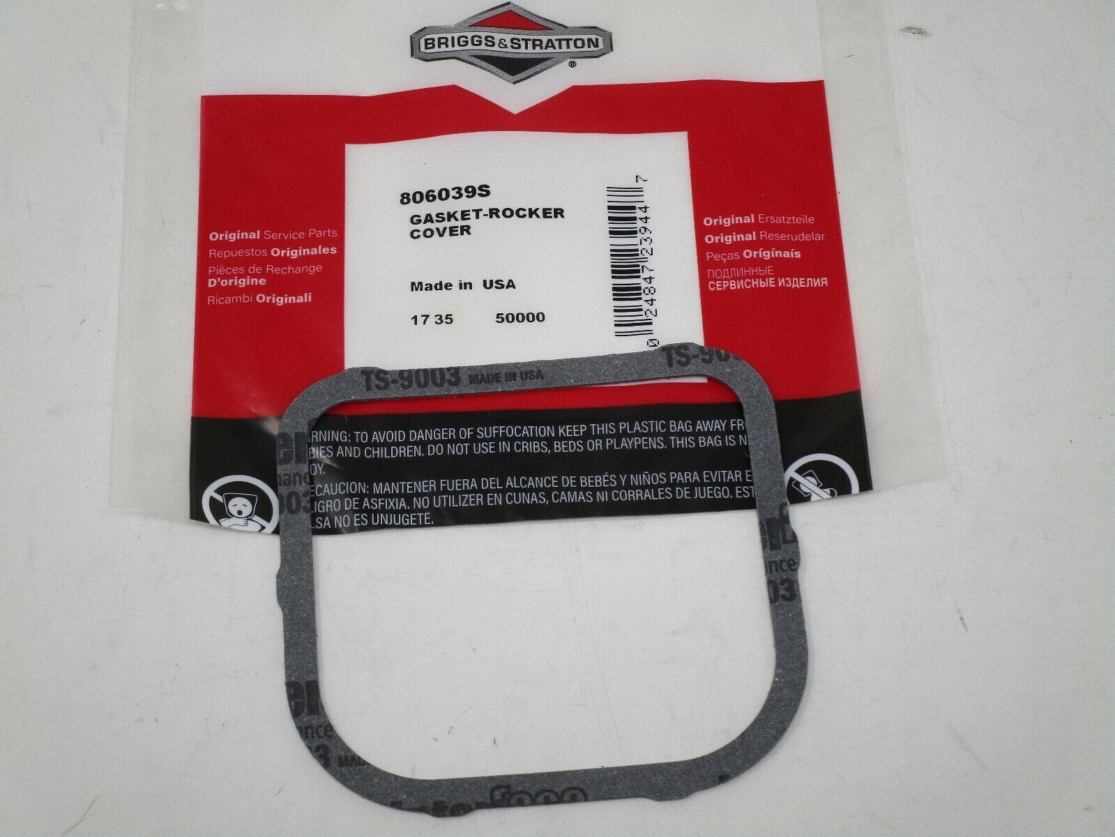 Genuine OEM Briggs and Stratton 806039S Rocker Cover Gasket