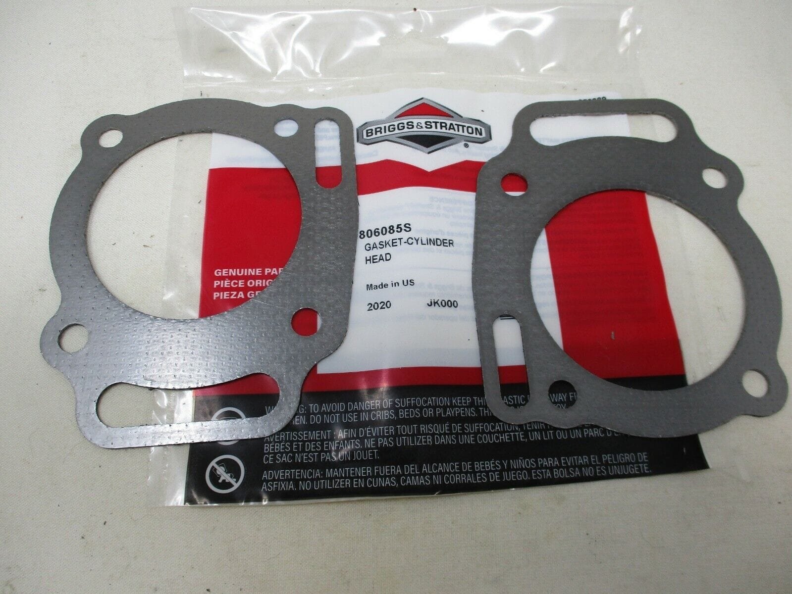 2 Packs Genuine Briggs & Stratton 806085S Head Gaskets Toro MD Twin Cylinder