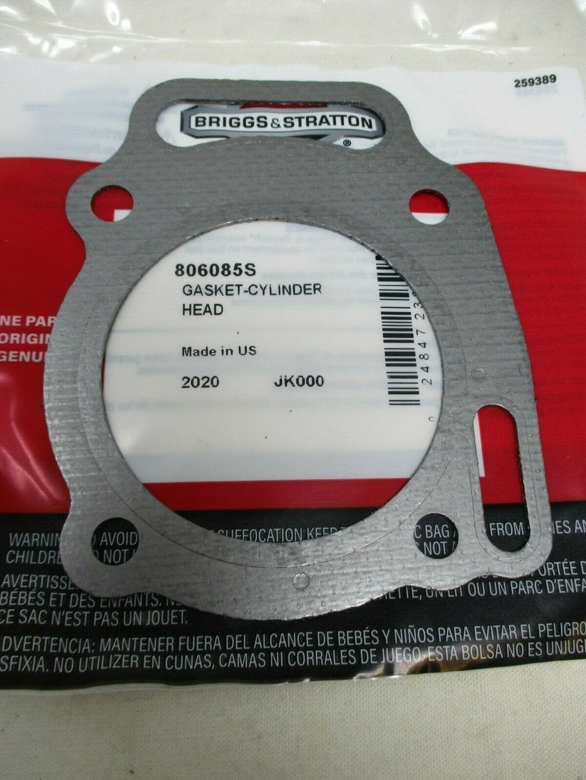 Genuine Briggs & Stratton 806085S Head Gasket Toro MD Twin Cylinder 806085