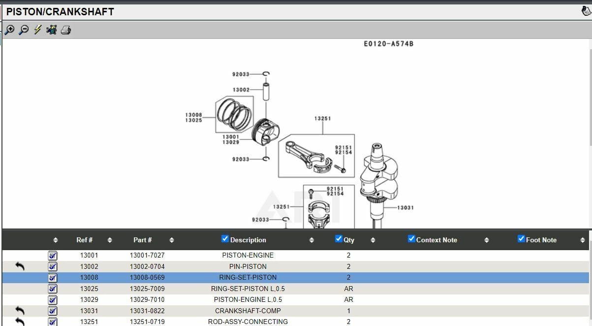 Genuine Kawasaki Rings 13008-0569 Head Gasket 11004-0762 Rocker Cover 11061-1285 - Image 3