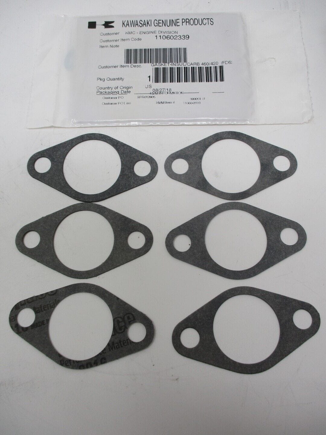 6 Genuine Kawasaki 11060-2339 Carburetor Gasket FB460V FC401V FC420V 15003-2183