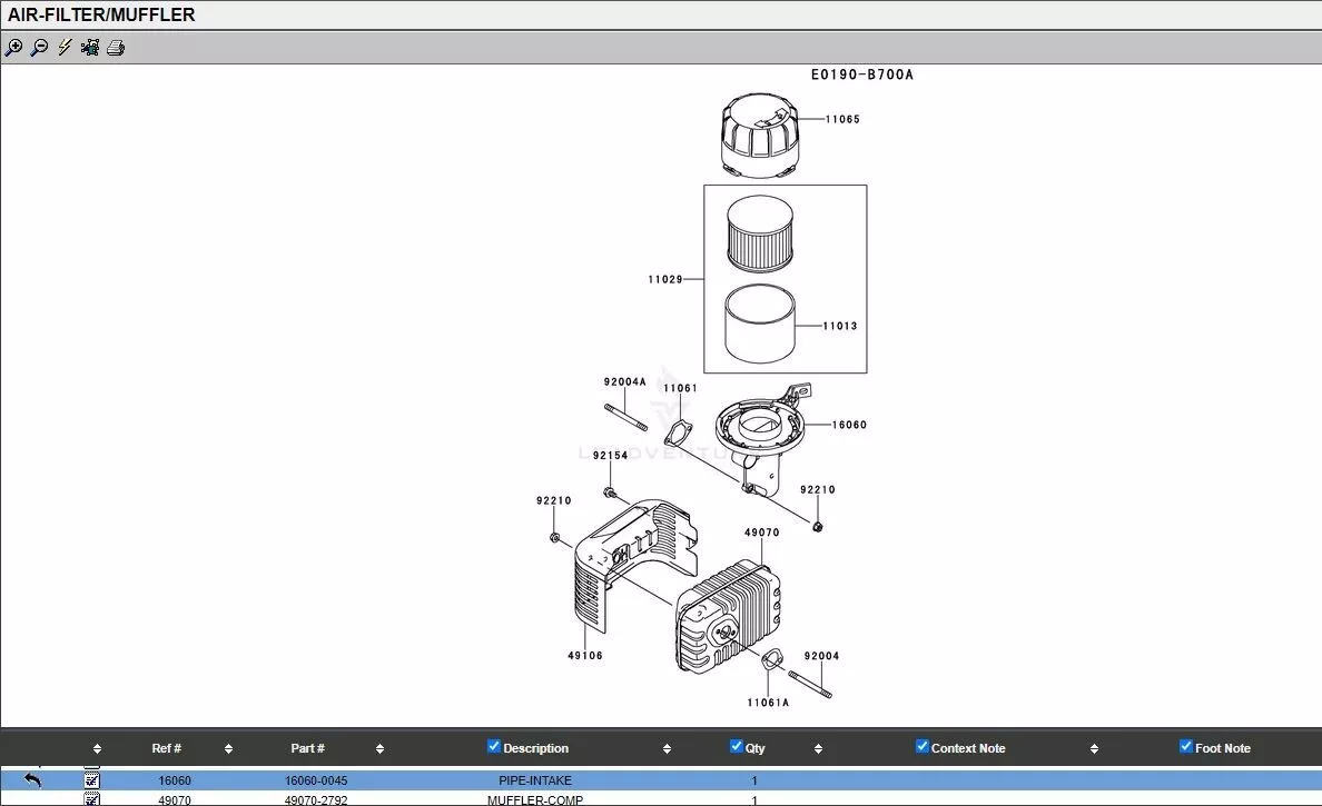 Genuine Kawasaki 16060-0045 11065-2135 11029-0032 Air Filter Assy Intake Pipe - Image 5