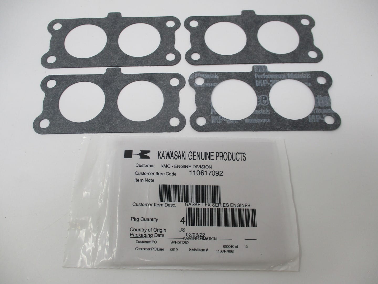 4 Genuine Kawasaki 11061-7092 Carburetor Manifold Gasket FR651V FR691V - Image 5