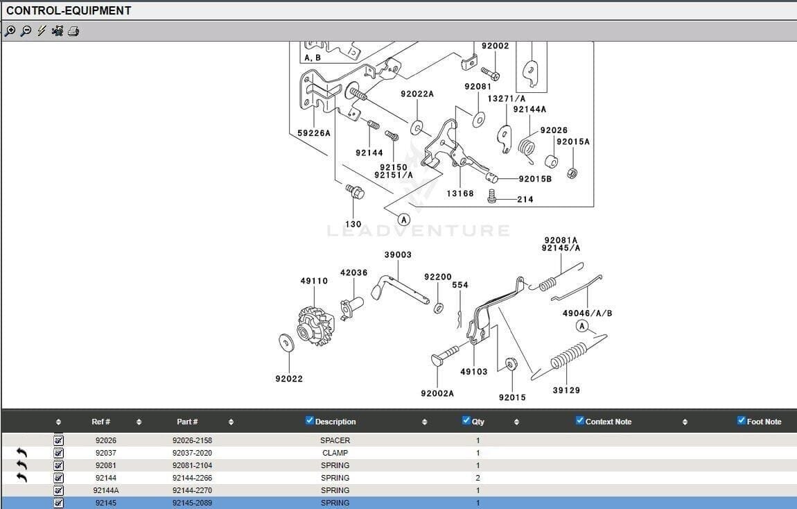 Genuine Kawasaki 92145-2089 Carburetor Throttle Governor Spring & Rod 49046-2101 - Image 2