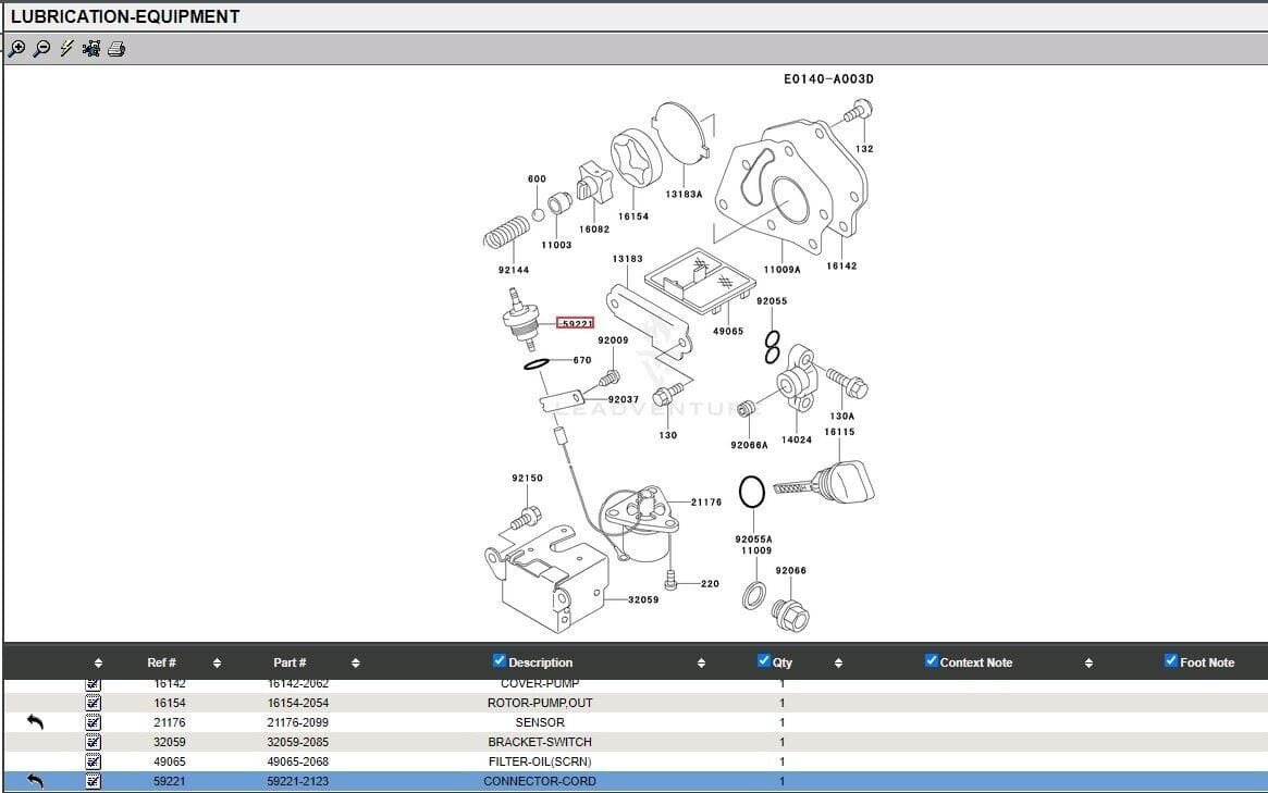 Genuine Kawasaki 59221-2123 Oil Pump Sensor Connector Cord FE290D FE120D FE400 - Image 5