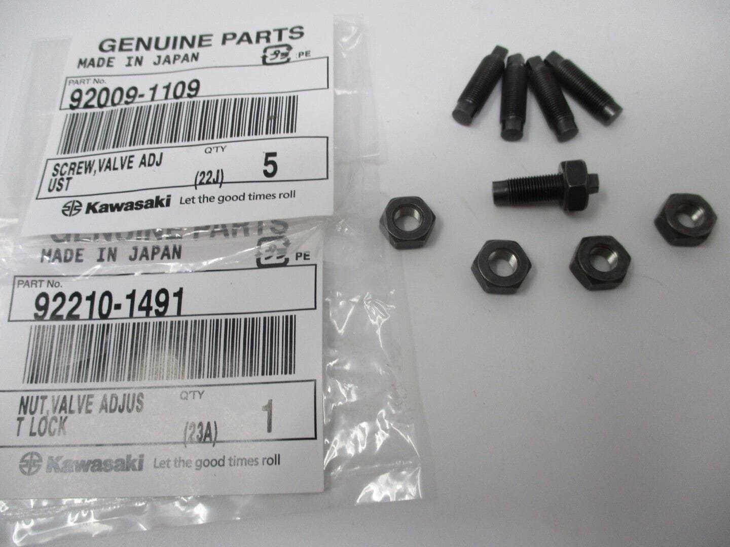 5 Genuine Kawasaki Rocker Arm Screws 92009-1109 & Nuts 2210-1491 Adjustment - Image 3