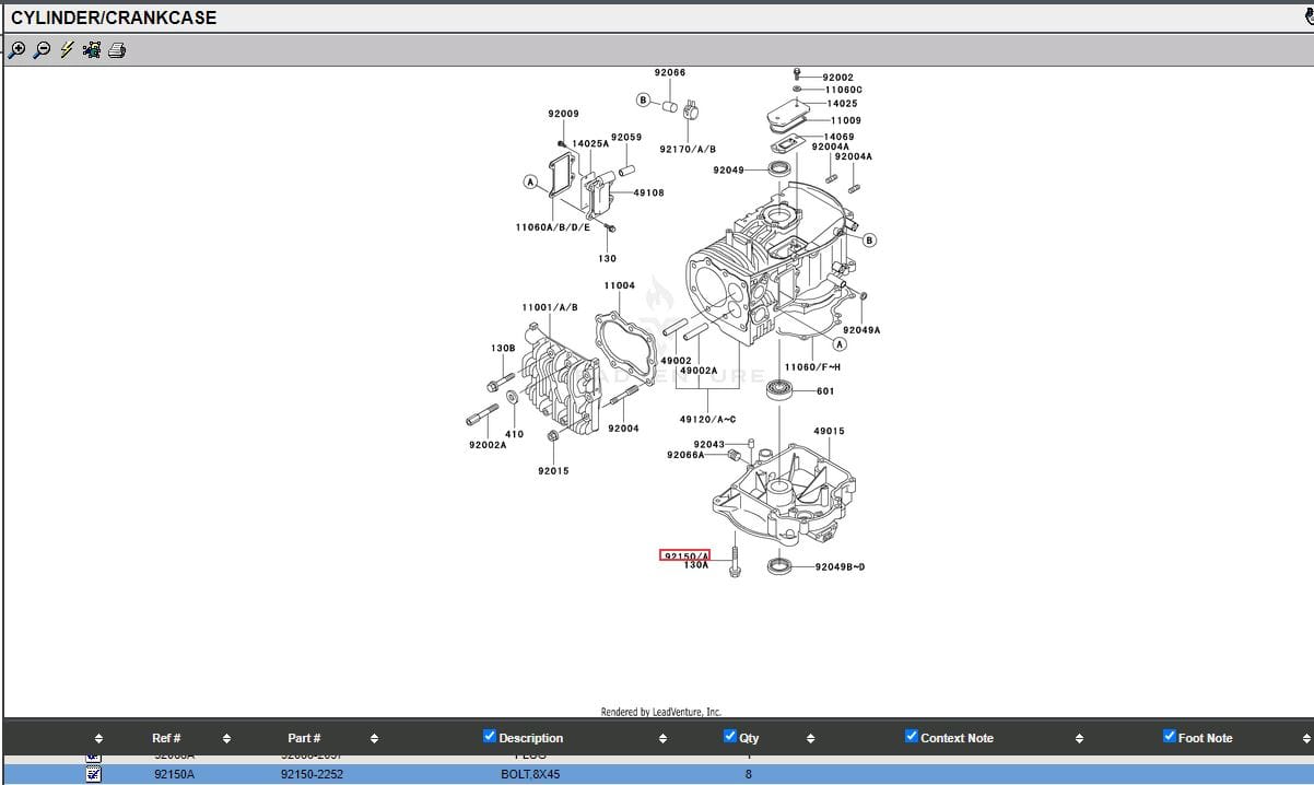 8 Pcs Genuine Kawasaki 92150-2252 Crankcase Flange Bolts 8X45 FC540V FE290D FE350D - Image 4